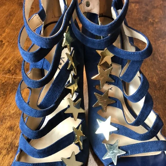 Katy Perry Collections Navy Blue Suede Star-Strap High Heel Sandals - Picture 13 of 16